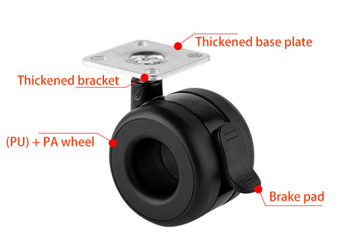 Customizable 2.5-inch Casters for Office Furniture Trolleys and Medical Equipment
