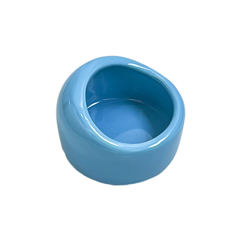 Minimalist Style Splash-Proof Ceramic Hamster Feeder Set Creamy Yellow Food Bowl Water Dish 6.3*6*4cm