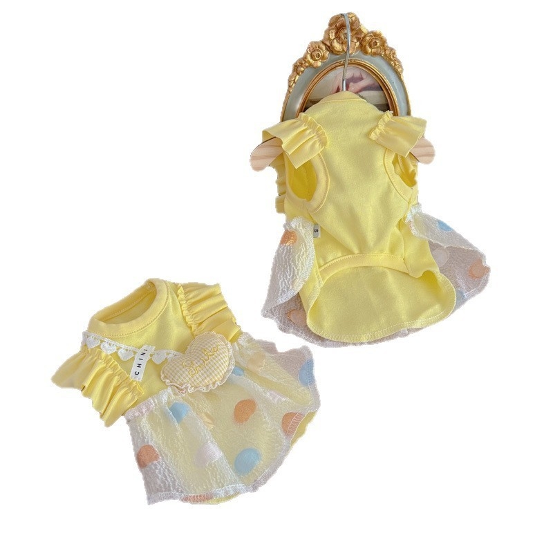 Cotton Pet Sundress for Small Dogs - Sunshine Yellow Sleeveless Vest