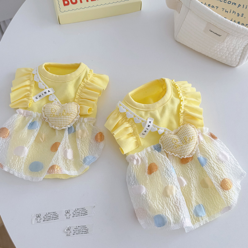 Cotton Pet Sundress for Small Dogs - Sunshine Yellow Sleeveless Vest