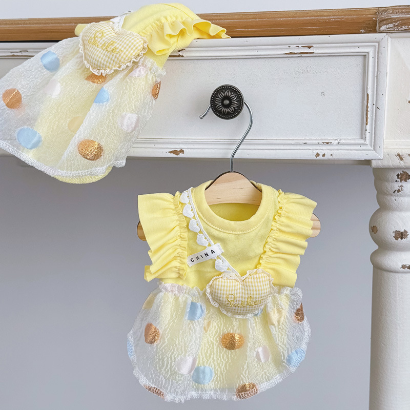 Cotton Pet Sundress for Small Dogs - Sunshine Yellow Sleeveless Vest